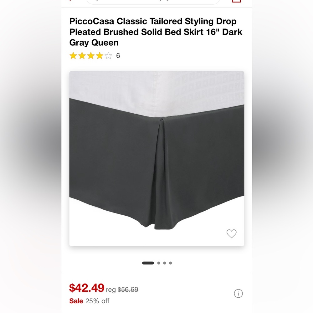 Brand New Never Used 16” drop bed skirt, Queen